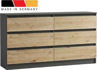 Obrázek produktu pro Komoda se 6 zásuvkami 100x78 cm komoda bílá dřevěná skříň komoda příborník příborník příborník organizér šířka 100 cm výška 78 cm