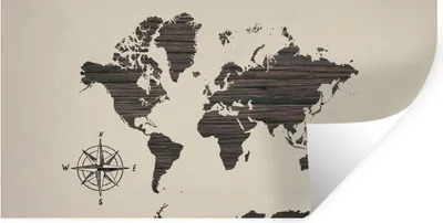 Produktbild von MuchoWow® Wandtattoo Wandsticker Wandaufkleber Weltkarte - Holz - Braun 80x40 cm Selbstklebend und Repositionierbar - Aufkleber