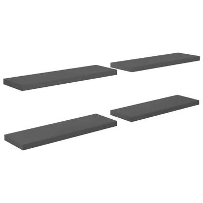 Image de Étagère murale flottante 4 pcs Gris brillant 80x23,5x3,8 cm MDF