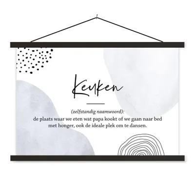 Produktbild von MuchoWow® Textilposter küche - papa - zitate - küchen definition - sprichwörter - Wörterbuch 90x60 cm mit schwarzem Rahmen - Aufhängungssatz