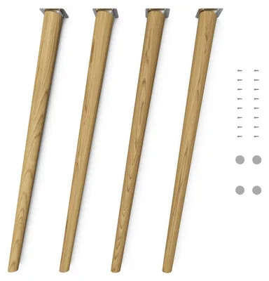 Produktbild von 4x sossai Holzfüße rund - schräge Ausführung 71cm Eiche