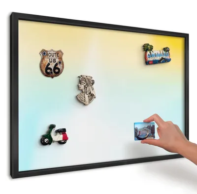 Produktbild von Magnettafel 60x40 cm mit schwarzem Rahmen - Magnetische Metalltafel, Magnetpinnwand zur Wandmontage für Wohnzimmer, Küche, Flur, Kinderzimmer und Büro - Pastellfarbene Entspannung