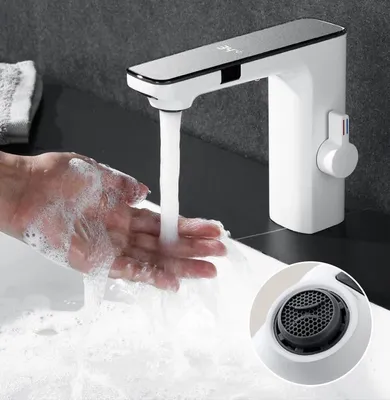 Image de Robinet de lavabo Sensor avec affichage numérique et couleur blanche