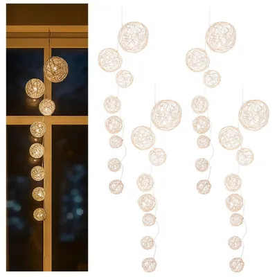 LED-Lichtschnur-Set 4er, 8 Kugeln, gold, warmweiß, Timer