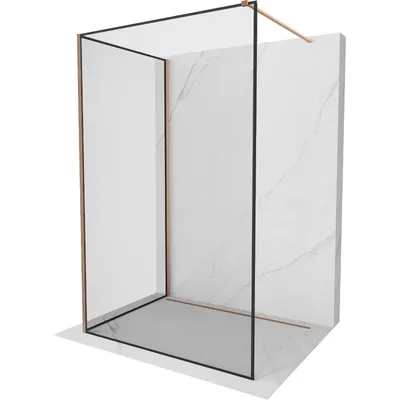 Produktbild von Mexen Kioto Walk-in-Duschwand 90 x 80 cm, schwarzes Muster, gebürstetes Messing - 800-090-212-65-70-080