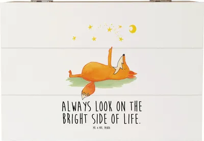 Produktbild von Mr. & Mrs. Panda Box Fuchs Sterne 22 x 15 cm - Weiß - Geschenk, Holzkiste, Positiv, Hoffnung, Mond, Geschenkbox, geschenkkiste, fotobox, Optimistisch, schatztruhe