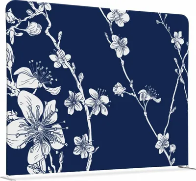 Produktbild von Showdown Textil Raumteiler Basic - 150-150 Doppel Abstrakte Japanische Kirschblüte - Blau - Silberner Rahmen