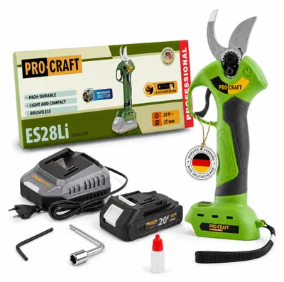 Productafbeelding van Procraft ES28Li bb accu takkenschaar tuinschaar 20 V 25 mm + 1x accu 2,0 Ah + oplader