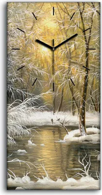 Produktbild von Leinwand Wanduhr Wandkunst Uhr Geräuschlos 30x60 Landschafts Wälder See Wald - schwarze Hände