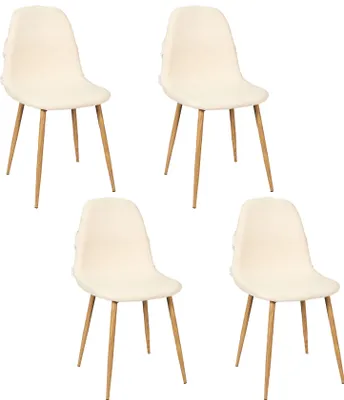 Image de Lot de 4 Chaises - HOME DECO FACTORY - Faro - Confortables - Beige