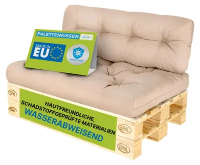 Produktbild von Pillows24 - Palettenkissen wasser- und UV-beständig - 2ER SET | Polster für Europaletten 120x80 - Palettenmöbel - Outdoor/Indoor, Cappuccino