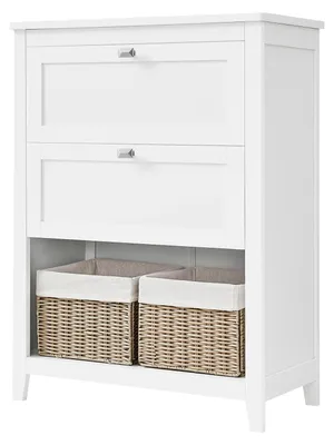 Obrázok produktu pre Skrinka do kúpeľne s 2 zásuvkami a priehradkami | Biela | 60x30x80 cm