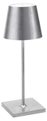 Immagine prodotto di Zafferano Lampada a led da tavolo Poldina Pro Mini Foglia Argento ricaricabile e dimmerabile con batteria fino a 12 ore