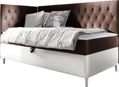 Produktbild von MIRJAN24 Boxspringbett Filip Junior 3 80x200, Einzelbett mit Bonellfederkern, Härtegrad - H3 (Farbe: Soft 017 + Fresh 04, Seite zum Öffnen des Bettkastens: Links)