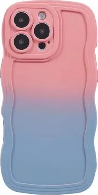 Image de Étui pour Apple iPhone 16 Pro - Coque arrière en silicone Phonesta Wavy Gradient - Rose/Bleu
