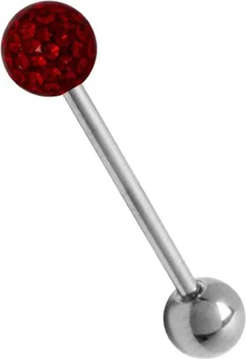 Produktbild von Zungenpiercing Piercing Titan G23 Mit Kristall Elements Kugel 5mm Beschichtet- Rot CJRB-05S - 16.0 Millimeter
