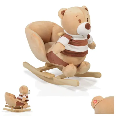 Produktbild von Plüsch Schaukeltier Bär braun WJ-635, Handgriffe aus Holz ab 12 Monate