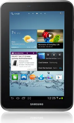 Produktbild von Samsung Galaxy Tab 2 GT-P3110 Tablet - 17,8 cm (7 Zoll) WSVGA - 1 GB - 8 GB - Android 4.0 Ice Cream Sandwich - Silber - Dual-Core 1 GHz - microSD Unterstützt - 1024 x 600 - PLS-Technologie (Plane-to-Line Switching) Display