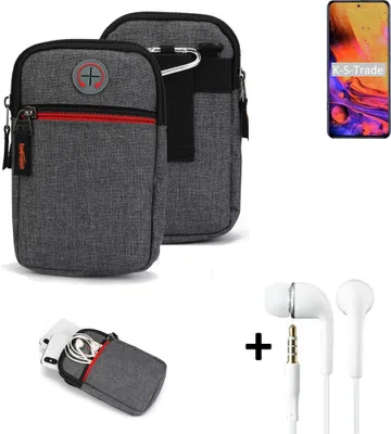 Produktbild von K-S-Trade Gürteltaasche + Kopfhörer kompatibel mit ZTE Axon 30 Pro Handy Tasche Holster Schutz Hülle Handy Hülle grau Zusatzfächer 1x
