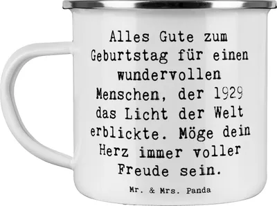 Produktbild von Mr. & Mrs. Panda Pott Spruch 1929 Geburtstag - Weiß - Geschenk, Haferl, Herz voller Freude zum, historisches Jahr, Teetasse, Geburtstagsgrüße, Erinnerungen, Alter