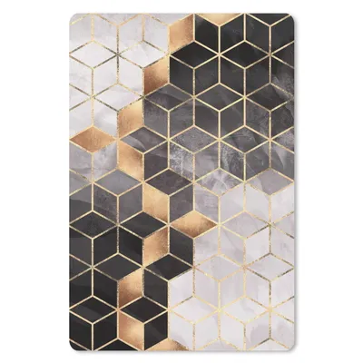 Produktbild von MuchoWow® Mauspad Mousepad Abstrakt - Würfel - Gold - Muster - Schwarz - Weiß 18x27 cm - Mousepads - Maus Mat - Pad - Mausunterlage