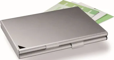 Produktbild von Visitenkartenspender Business Card Box duo für 20 Karten metall/silber Packung mit 25 Stück