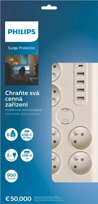 Produktbild von Philips SPN7060WA/60 Überspannungsschutz Weiß 6 Netzsteckdose(n) 2 m