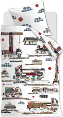 Produktbild von Hannekejag Renforcé-Bettwäsche-Garnitur Counting Cars Farbe Multi Größe 135x200+80x80
