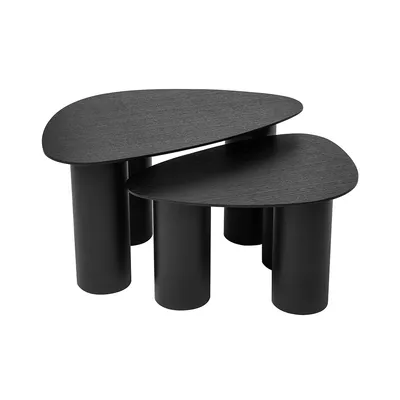 Produktbild von Miliboo - Design-Beistelltische aus schwarzem Holz (2er-Set) FOLEEN