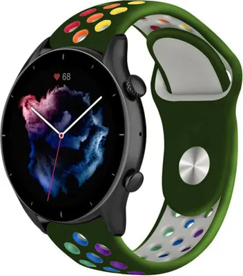 Produktbild von Strap-it Amazfit GTR 3 (Pro) Sportarmband (Armeegrün Bunt)