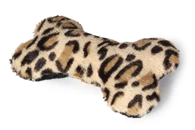 Produktbild von Karlie Hundespielzeug Safari Knochen Leopard Yari Plüsch schwarz-braun 20x12x5 cm