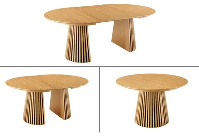 Image de Table ronde extensible KANOVA 120 à 160 à 200 cm aspect chêne clair