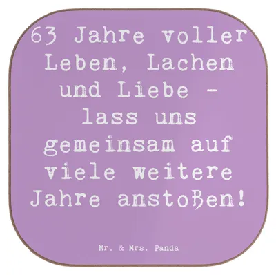 Produktbild von Mr. & Mrs. Panda Tischuntersetzer Spruch 63. Geburtstag Freude - Lavendeltraum - Geschenk, gläseruntersetzer, Lachen, bieruntersetzer, glückliche Momente, feiern, Alter