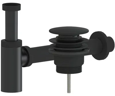 Zdjęcie produktu dla CERANO – Syfon umywalkowy – DN40/300 mm – z odpływem typu click-clack – uniwersalny – tworzywo sztuczne – czarny matowy