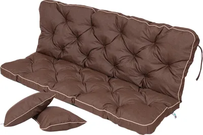 Produktbild von TexDeko® Bankauflage mit Rückenlehne für Hollywoodschaukel wasserabweisend UV-beständig, 110x50x56cm, Braun