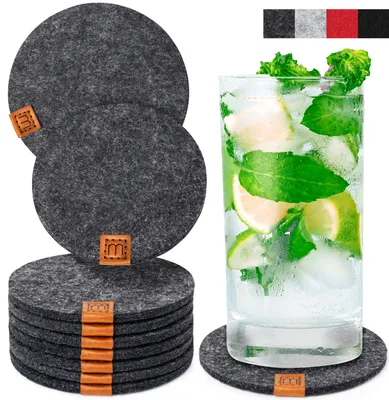 Produktbild von Glasuntersetzer mit Lederlabel 10er-Set