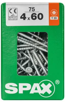 Produktbild von SPAX Universalschraube, Teilgewinde, Senkkopf, T-STAR plus T20, 4CUT, WIROX, 4 x 60 mm, 75 Stück
