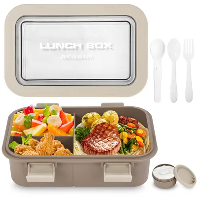 Produktbild von Lunchbox-Set, 1250 ml Lunchbox mit Fächern für Kinder und Erwachsene, Lunchbox, Frühstücksbox, Snackbox, Sandwichbox, Lebensmittelbox, Lunchbox mit Besteck