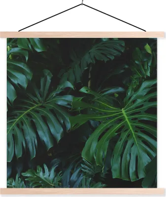 Produktbild von MuchoWow® Textilposter Pflanzen - Dschungel - Blätter 120x120 cm mit holzfarbenen Rahmen - Textil-Poster