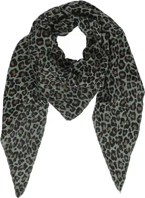 Produktbild von irisaa Schal Damen Leopard, weiche Deckenschal mit Leo Muster, dreieckstuch Halstuch mit 100% Baumwolle,  Italy
