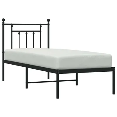 Produktbild von Bettgestell mit Kopfteil Metall Schwarz 75x190 cm