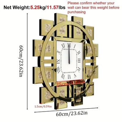 Productafbeelding van Spiegelklok - Wandklok - Muurklok - Klok Rond - Quartz Klok - 60 cm Diameter