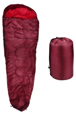 Produktbild von Camp Active Mummy Schlafsack Sommerschlafsack für 5°C bis 10°C - Ein-Personen Schlafsack Erwachsene - für Festivals, Wandern und Camping - 210 x 80 cm - Rot