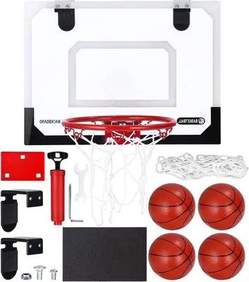 Produktbild von Famanu Basketballkorb für Kinder - Set mit 4 Bällen und Pumpe - Sportspielzeug für Zuhause und Büro - 40 x 30 cm