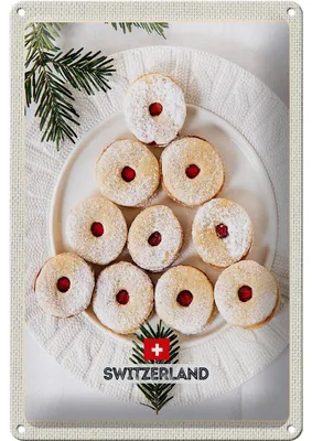 Produktbild von Blechschild Reise 20x30cm Schweiz Weihnachtsgebäck Marmelade