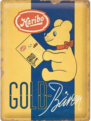Obrázek produktu pro Nostalgic-Art - Plechová cedule 30 x 40 cm - HARIBO - Goldbären Vintage Gold