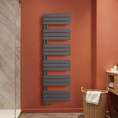 Immagine prodotto di S'AFIELINA 1599x500mm Radiatore da bagno Radiatore per asciugamani Radiatore a pannello piatto per bagno Attacco laterale antracite 794 Watt