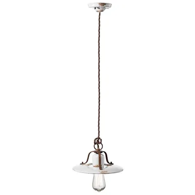 Obrázok produktu pre Ferroluce Country závesné svetlo Ø 25cm biele okrúhle