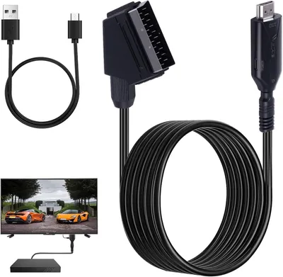 Produktbild von Scart auf zu HDMI Konverter Kabel Video Audio Adapter Wandler 1080P Plug & Play für HDTV DVD VHS  Xbox PS3 Monitor - Eingang: SCART  - Ausgang: HDMI