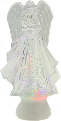 Produktbild von Schneekugel als Engel mit bunter Regenbogen LED Beleuchtung & Glitzerantrieb 11,5*7,5*22cm als Weihnachtsdeko